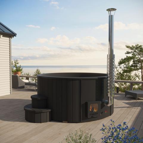 Wood-Fired Hot Tub black