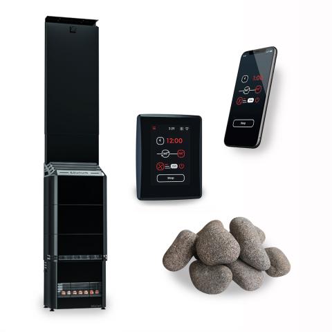 Saunum AIR 7 black WiFi Sauna Heater Package